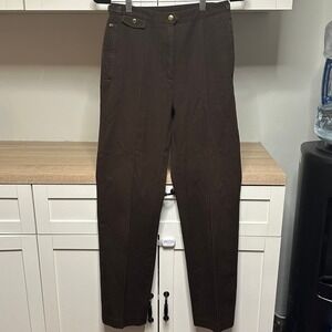 VTG Ralph Lauren Women's Chocolate Brown Trouser Pants Pleat Workwear 90s Sz 6